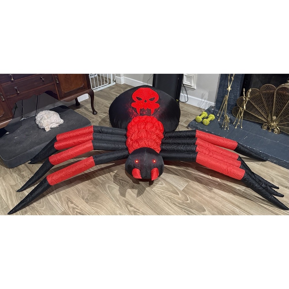 Haunted Living 8ft Spider With Skull Airblown Inflatable Lights